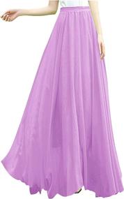 img 4 attached to Womens Retro Maxi Chiffon Long Skirt With Elastic Waistband And Pleated Detail In Full Or Ankle Length