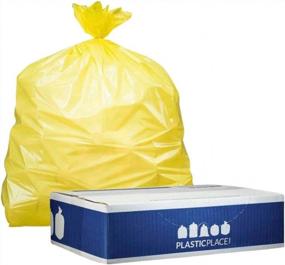 img 3 attached to Желтые мешки для мусора 40-45 галлонов - количество 100 - сверхмощные вкладыши для мусорных баков 1,5 мил от Plasticplace (W42Y15)