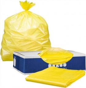 img 4 attached to Yellow 40-45 Gallon Trash Bags - 100 Count - Heavy Duty 1.5 Mil Garbage Can Liners By Plasticplace (W42Y15)