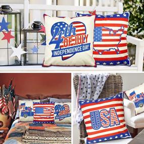 img 1 attached to Patriotic Pillow Cover Set: 4Th Of July Decorations For Your Farmhouse Home With Stars And Stripes Design