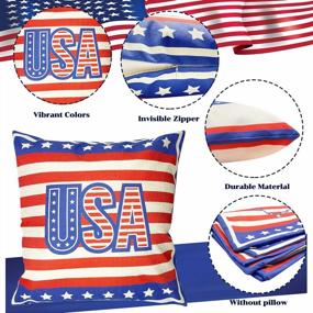 img 2 attached to Patriotic Pillow Cover Set: 4Th Of July Decorations For Your Farmhouse Home With Stars And Stripes Design