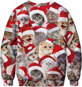 img 1 attached to 3D Print Cutiefox Crew Neck Ugly Christmas Sweater Pullover Sweatshirts