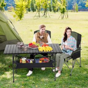 img 3 attached to Ultimate Camping Convenience: LEADALLWAY Folding Table With Ample Storage And Carrying Bags