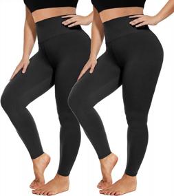 img 4 attached to High Waisted Black Workout Leggings For Plus Size Women - YOLIX 2 Pack (2X, 3X, 4X)