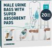 convenient and hygienic lunderg disposable urine bags for men - pack of 20 with super absorbent pad for travel, emergency, and camping logo