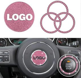 img 4 attached to YIXIN 4Pcs Bling Steering Wheel Cover Trim Sticker Compatible For Cherokee Compass Grand Cherokee Patriot Renegade Wrangler (4Pcs-Pink)