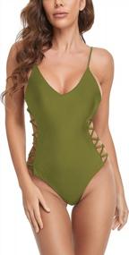 img 2 attached to Women'S Sexy One Piece Slimming Tummy Control Swimsuit Crisscross Monokini High Cut Bathing Suit