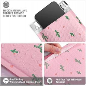 img 2 attached to 100-Pack Of Cute Cactus Pink Bubble Mailers - 4X8 Inch Self-Sealing Envelopes For Secure Shipping Of Jewelry, Makeup, And Small Items - Strong Adhesion And Small Padded Design (#000 Size)
