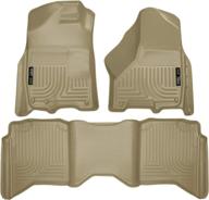 🐾 husky liners weatherbeater front & 2nd seat floor mats in tan - fits 2009-2018 dodge ram 1500 crew cab, 2019 dodge ram 1500 classic crew cab, and 2010-2018 dodge ram 2500/3500 crew cab логотип