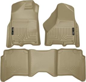 img 4 attached to 🐾 Husky Liners Weatherbeater Front & 2nd Seat Floor Mats in Tan - Fits 2009-2018 Dodge Ram 1500 Crew Cab, 2019 Dodge Ram 1500 Classic Crew Cab, and 2010-2018 Dodge Ram 2500/3500 Crew Cab