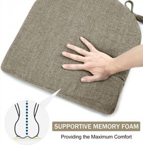 img 1 attached to Set Of 4 Downluxe Memory Foam Chair Cushions With Ties And Non-Slip Backing - Soft And Comfortable Textured Pads For Dining Chairs And Kitchen Seats, Khaki, 16" X 16" X 2