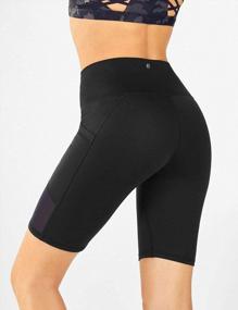 img 3 attached to Women'S High Waisted Yoga Shorts Mesh Compression Leggings With Pocket Athletic Workout Pants By BMJL