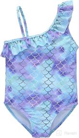 img 4 attached to 👙 Cute One Piece Baby Girl Swimsuit with Ruffles, Sun Protection, and Swimwear (Sizes 9M-6T)