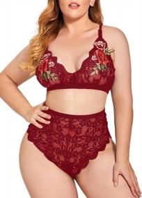 img 3 attached to Flaunt Your Curves With JuicyRose Plus Size Lingerie Set Featuring Sexy Rose Applique Lace Bra And High Waist Panty