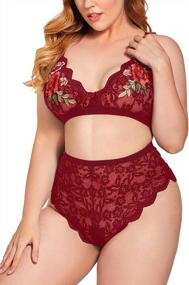 img 2 attached to Flaunt Your Curves With JuicyRose Plus Size Lingerie Set Featuring Sexy Rose Applique Lace Bra And High Waist Panty