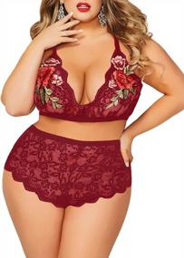 img 4 attached to Flaunt Your Curves With JuicyRose Plus Size Lingerie Set Featuring Sexy Rose Applique Lace Bra And High Waist Panty