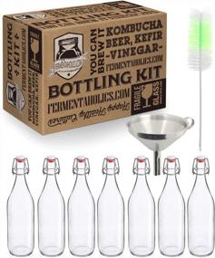 img 4 attached to Kombucha Bottling Kit - Includes 7 Glass Flip Top Bottles + Compact Collapsable Silicone Funnel + Cleaning Brush Airtight, High-Pressure Bottles For Fermenting Kombucha, Kefir, Ginger Beer, Etc