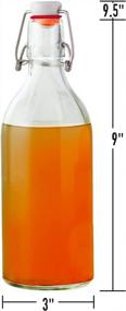 img 3 attached to Набор для розлива чайного гриба - включает 7 стеклянных бутылок с откидной крышкой + компактную складную силиконовую воронку + чистящую щетку. Герметичные бутылки высокого давления для ферментации чайного гриба, кефира, имбирного пива и т. д.