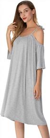 img 1 attached to Женское объемное домашнее платье: ночная рубашка с открытыми плечами и рубашка для сна от Noctflos