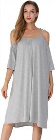 img 4 attached to Женское объемное домашнее платье: ночная рубашка с открытыми плечами и рубашка для сна от Noctflos