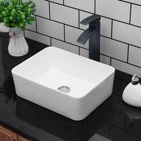 img 1 attached to Kichae 16"X12" Modern White Porcelain Ceramic Rectangular Vessel Sink Bathroom Vanity Art Basin Above Counter