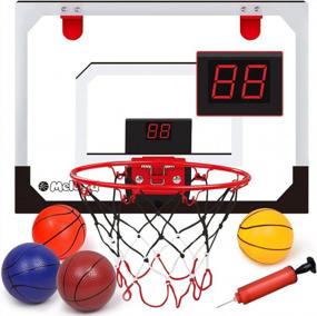 img 4 attached to Get Your Kids Active With Meland Indoor Mini Basketball Hoop With Electronic Scoreboard And Accessories