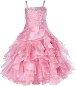 img 2 attached to Ekidsbridal Asymmetric Ruffled Organza Toddler Girls' Clothing : Dresses