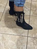 img 1 attached to TEMOFON Cowboy Boots For Women Suede Pointed Toe Pull On Booties Embroidered Western Cowgirl Mid Calf Boots review by Daniel Casper