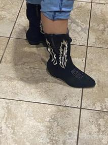 img 7 attached to TEMOFON Cowboy Boots For Women Suede Pointed Toe Pull On Booties Embroidered Western Cowgirl Mid Calf Boots
