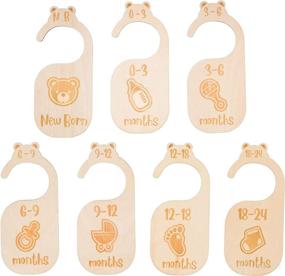 img 2 attached to RubyRoo Baby Closet Dividers: Premium Wood Organizer Hangers for Baby Clothing - Engraved Style, Newborn to 24 Month, 7 Pc Set