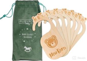 img 4 attached to RubyRoo Baby Closet Dividers: Premium Wood Organizer Hangers for Baby Clothing - Engraved Style, Newborn to 24 Month, 7 Pc Set