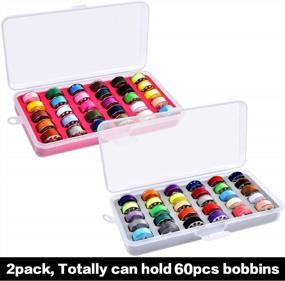 img 3 attached to 🧵 Bobbin Holder Storage Case - Sewing Box Thread Organizer for Brother Sewing Machine, Holds up to 60pcs Bobbins - 2 Pack (Box Only)