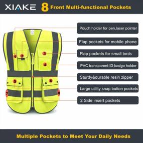 img 2 attached to High Visibility XIAKE Safety Vests With 8 Pockets, Zipper Front, And ANSI/ISEA Standards Compliance