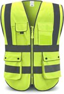 high visibility xiake safety vests with 8 pockets, zipper front, and ansi/isea standards compliance logo