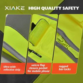 img 1 attached to Защитные жилеты XIAKE высокой видимости с 8 карманами, молнией спереди и соответствием стандартам ANSI/ISEA