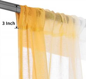 img 1 attached to Yellow Ombre Sheer Curtains - Faux Linen Gradient Semi Voile Rod Pocket Window Drapes For Bedroom & Living Room, Set Of 2 (52" X 90")