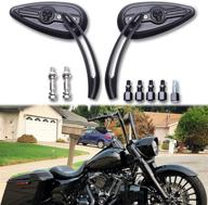 enhance your ride with 8mm/10mm motorcycle skull rearview mirrors - perfect for harley touring, road king, street glide, dyna, suzuki, kawasaki logo