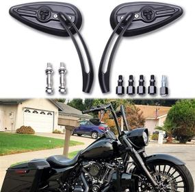 img 4 attached to Enhance Your Ride with 8mm/10mm Motorcycle Skull Rearview Mirrors - Perfect for Harley Touring, Road King, Street Glide, Dyna, Suzuki, Kawasaki