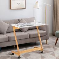 versatile and stylish: nnewvante white bamboo tv tray table on wheels - perfect for small spaces! logo