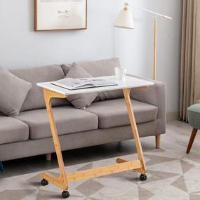 img 4 attached to Versatile And Stylish: Nnewvante White Bamboo TV Tray Table On Wheels - Perfect For Small Spaces!