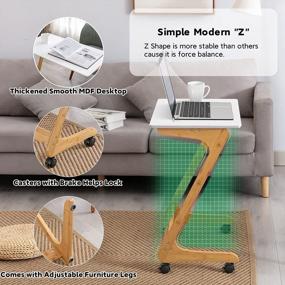img 1 attached to Versatile And Stylish: Nnewvante White Bamboo TV Tray Table On Wheels - Perfect For Small Spaces!