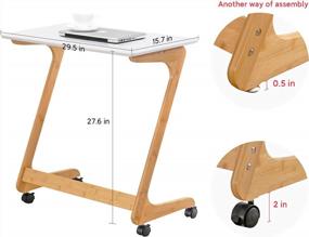 img 3 attached to Versatile And Stylish: Nnewvante White Bamboo TV Tray Table On Wheels - Perfect For Small Spaces!