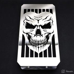 img 4 attached to 🏍️ Chrome Skull Radiator Cover Grill Grille Shrouds Cooler Protector for Honda VTX 1800 C/R/S/T VTX1800F/N