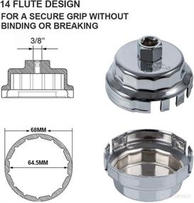 img 2 attached to 🔧 64mm 14 Flute Oil Filter Cap Removal Tool Cup Wrench Set for Toyota, Lexus, and Scion Vehicles - Includes Wrenches for 1.8L to 5.7L Engines (Upgrade Silver, Heavy Duty)