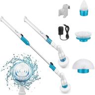 🧽 360 cordless electric spin scrubber for tub, tiles, and more – power surface cleaner with 3 interchangeable scrubber brush heads, extension arm, and adapter logo