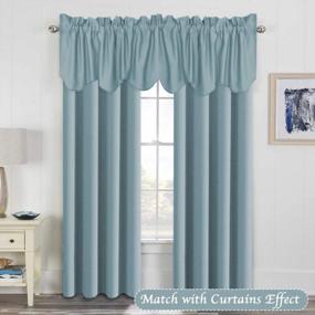 img 3 attached to H.VERSAILTEX Stone Blue Blackout Valance Curtains For Kitchen Windows/Living Room/Bathroom Privacy Protection Rod Pocket Decoration Scalloped Window Valance, 52" W X 18" L