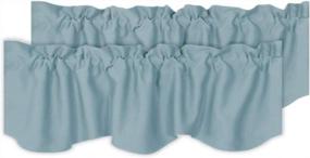 img 4 attached to H.VERSAILTEX Stone Blue Blackout Valance Curtains For Kitchen Windows/Living Room/Bathroom Privacy Protection Rod Pocket Decoration Scalloped Window Valance, 52" W X 18" L