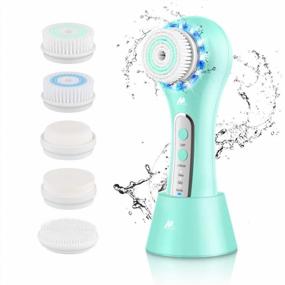 img 4 attached to MALKERT Facial Cleansing Brush With 5 Brush Heads, 3 Modes Skin Care Brush Device, Electric Rechargeable Waterproof Face Spin Brush, Massager For Deep Cleansing And Scrubbing, Exfoliating