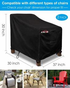 img 3 attached to Kikcoin Patio Chair Covers, 2 Pack Extra Wide Waterproof Outdoor Sofa Cover 37" W X 30" D X 30" H, 600D Heavy Duty With 2 Air Vents For All Weather, Patio Furniture Covers (Black)