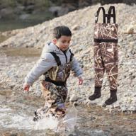 neygu children's lightweight and waterproof chest waders with rubber boots - breathable and durable fishing waders for boys and girls logo